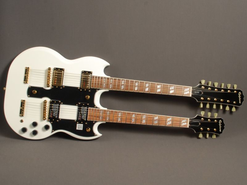  G-1275, de Epiphone en color blanco, guitarra de dos brazos de Epiphone