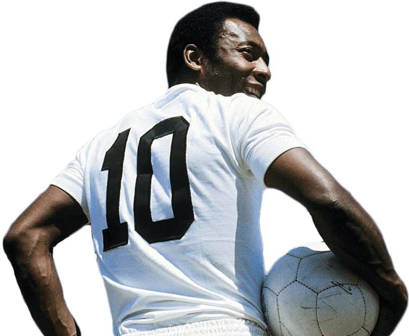 Pelé com a camisa 10 do Santos segurando uma bola