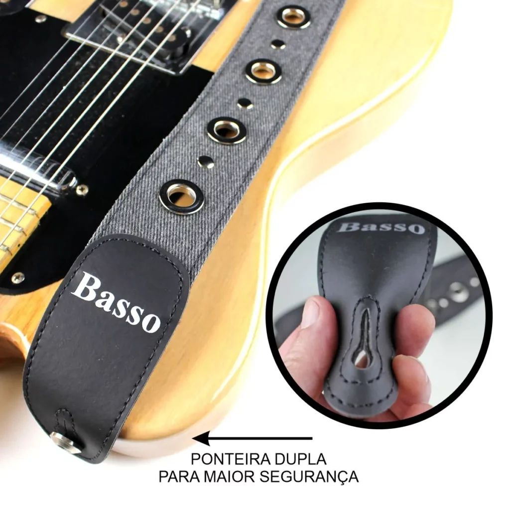 Correia Basso Straps com ponteira dupla com costura reforçada no contorno