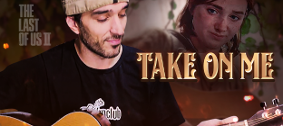 O instrutor Leo Eymard posa no centro da imagem tocando violão e o título: Take On Me