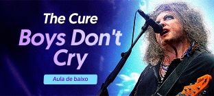 O músico, Robert Smith. The Cure, Boys Don't Cry: Aula de baixo.