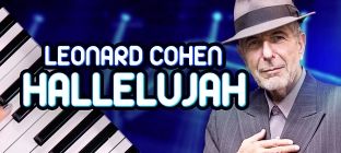 Na imagem, foto do cantor Leonard Cohen e uma imagem de teclado. O texto diz: Hallelujah.