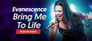 A cantora, Amy Lee. Evanescence, Bring Me To Life: Aula de baixo.