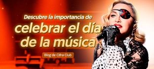 La cantante Madonna y Charly García. Texto en la imagen: Descubre la importancia de celebrar el día de la música - Blog de Cifra Club