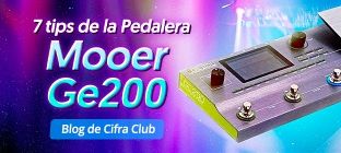 La pedalera Mooer Ge200. Texto en la imagen:siete tips de la pedalera Mooer Ge200 - Blog de Cifra Club