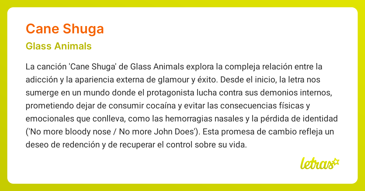 Significado de la canción CANE SHUGA (Glass Animals)