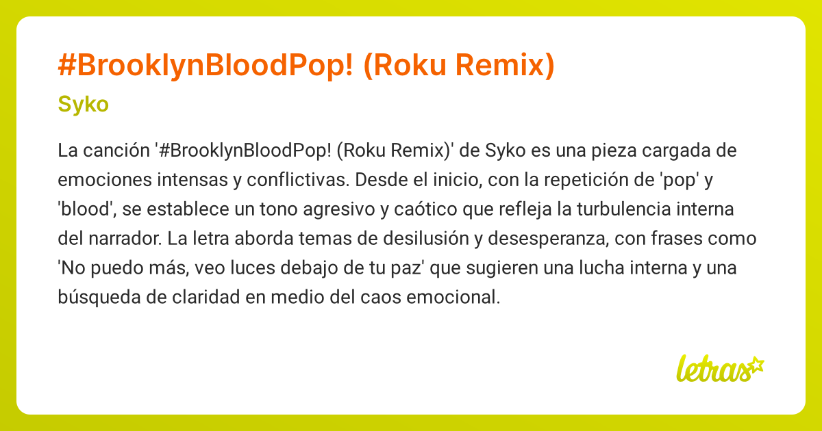 Significado de la canción #BrooklynBloodPop! (Roku Remix) (Syko ...