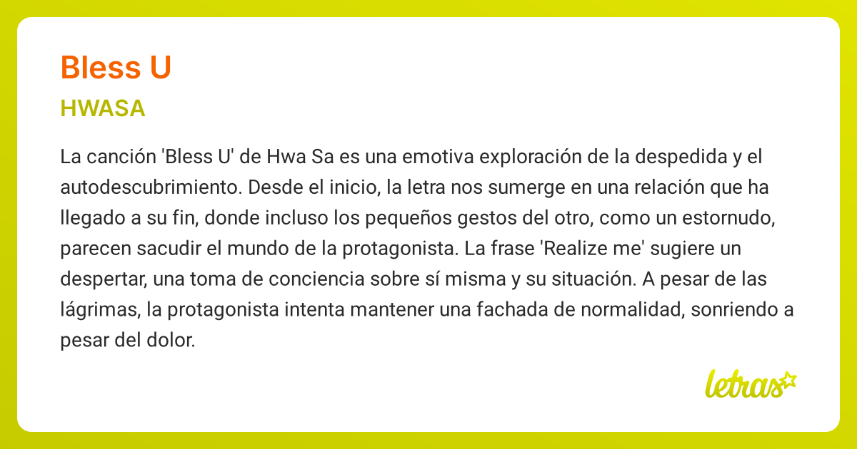 Significado de la canción BLESS U (HWASA) - LETRAS.COM