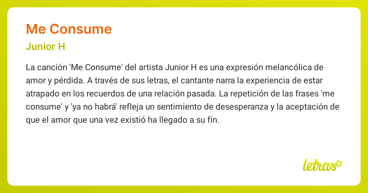 Significado de la canción ME CONSUME (Junior H)