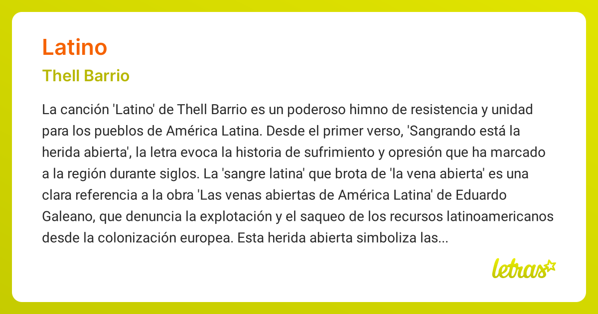Significado de la canción LATINO (Thell Barrio) - LETRAS.COM