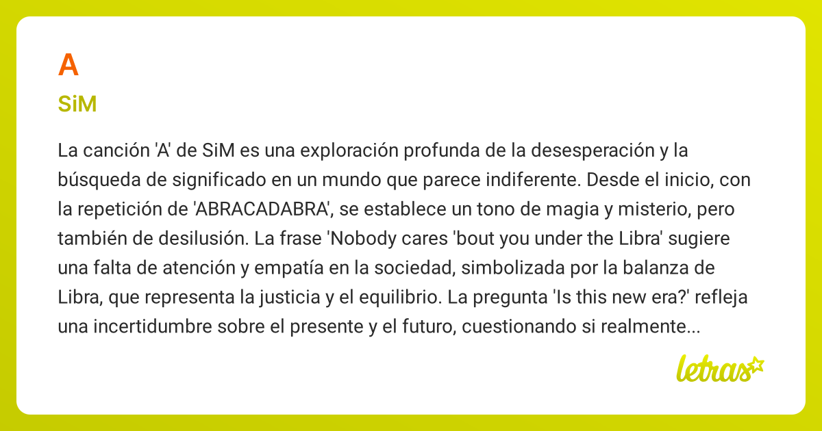 Significado de la canción A (SiM) - LETRAS.COM