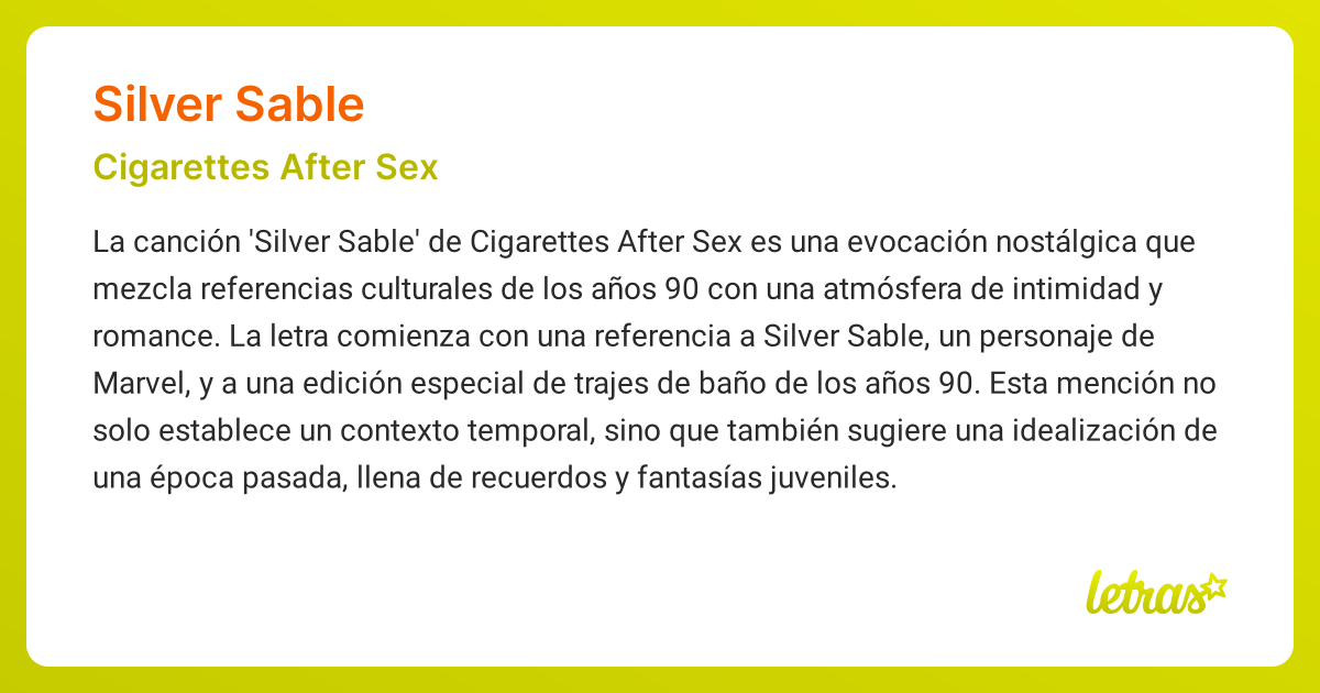 Significado de la canción SILVER SABLE (Cigarettes After Sex)