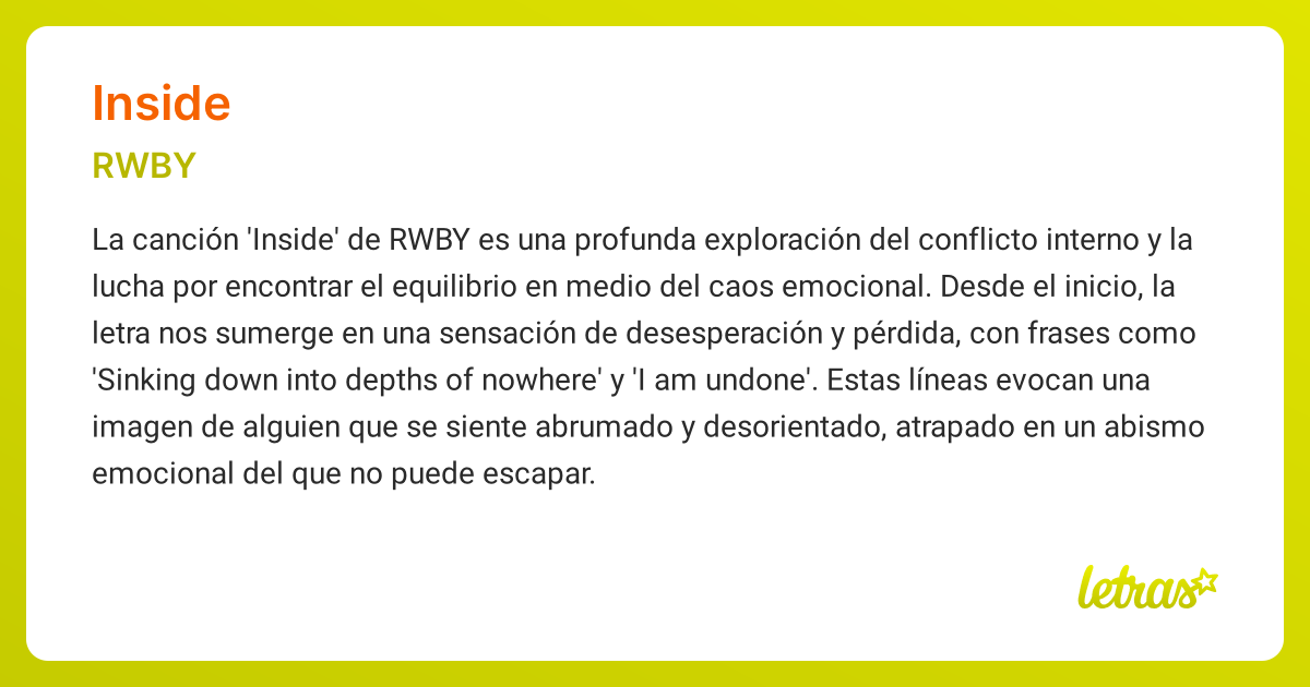 Significado de la canción INSIDE (RWBY) - LETRAS.COM