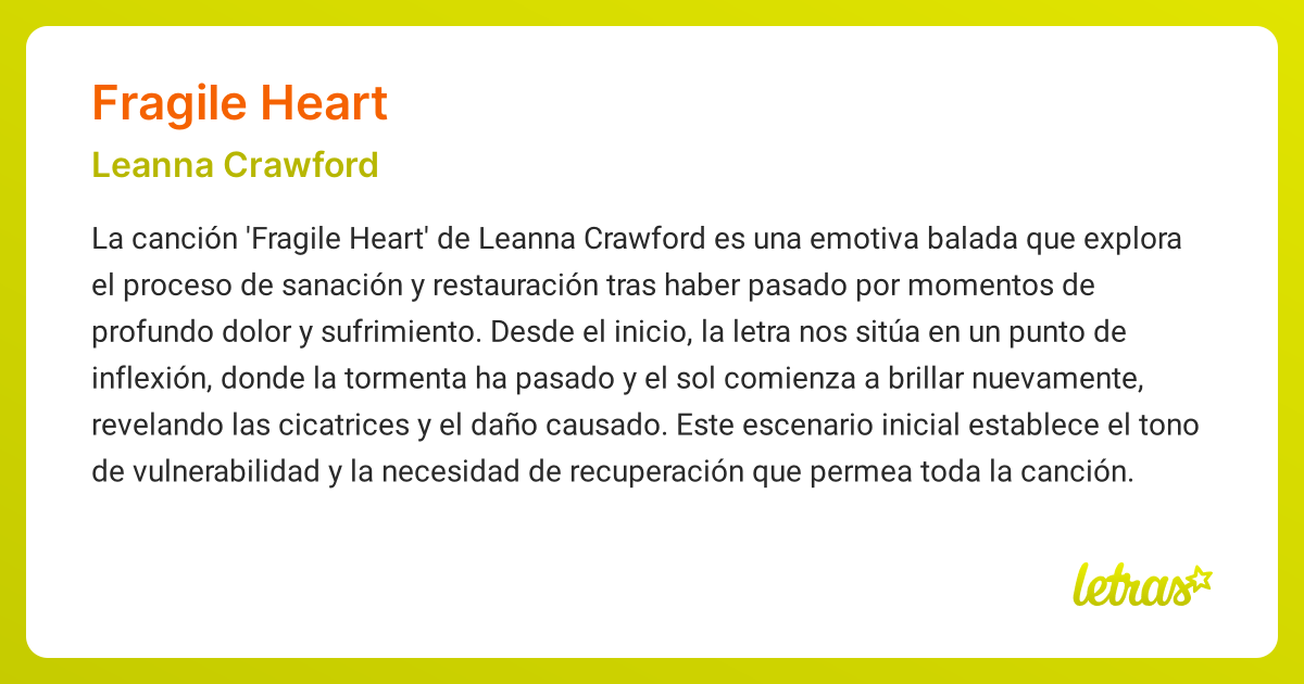 Significado de la canción FRAGILE HEART (Leanna Crawford)