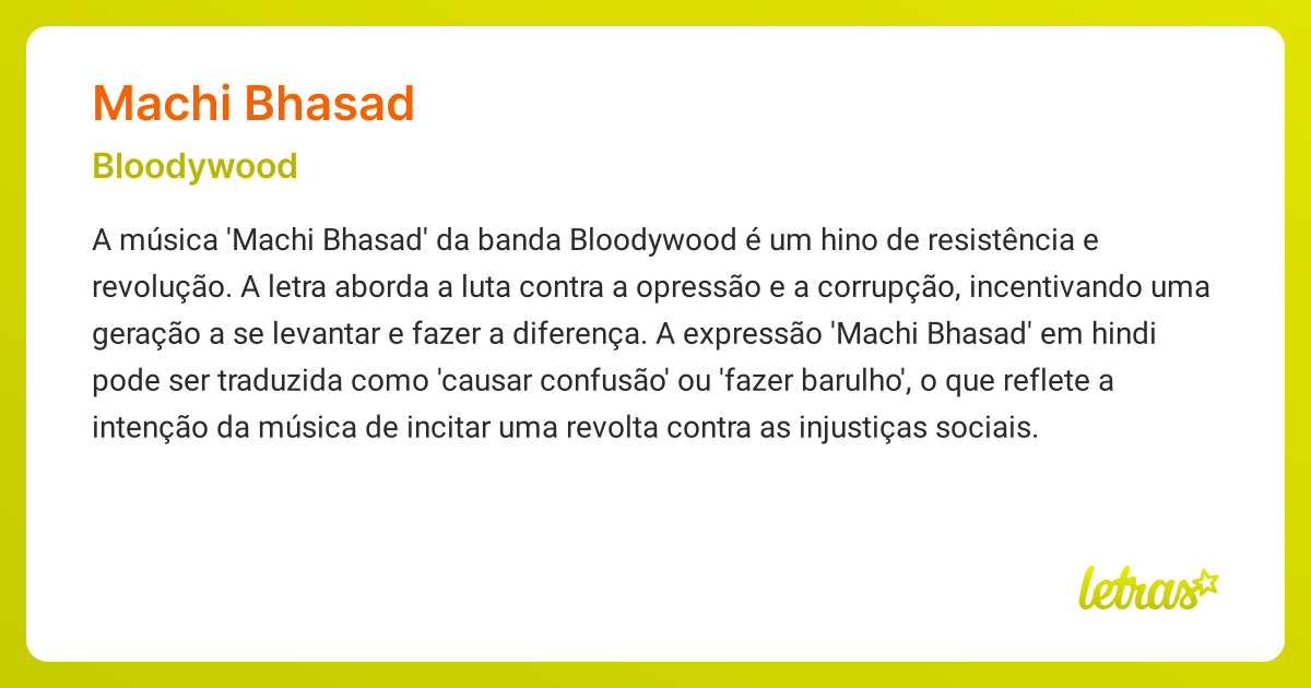 Significado da música MACHI BHASAD (Bloodywood) - LETRAS.MUS.BR