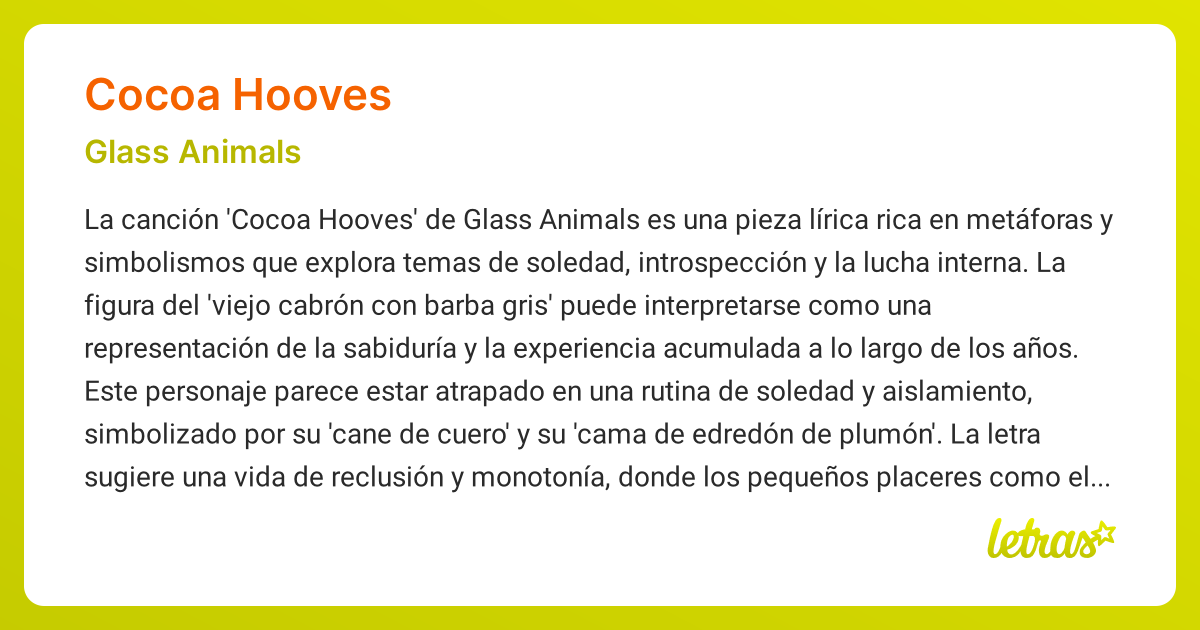 Significado de la canción COCOA HOOVES (Glass Animals)