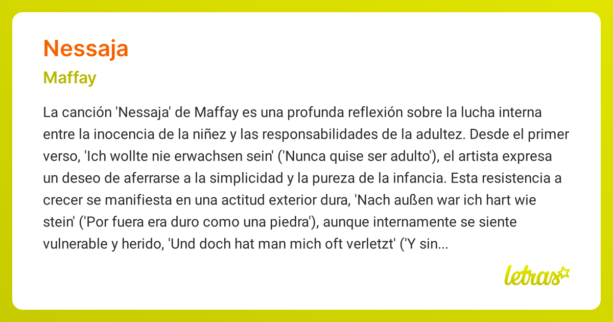 Significado de la canción NESSAJA (Maffay) - LETRAS.COM