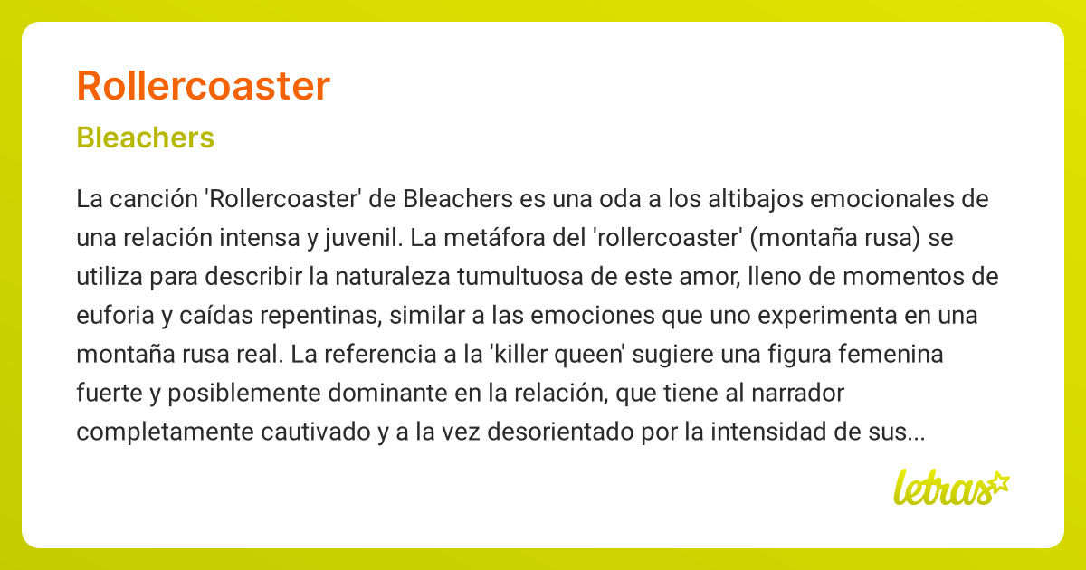 Significado de la canción ROLLERCOASTER (Bleachers)