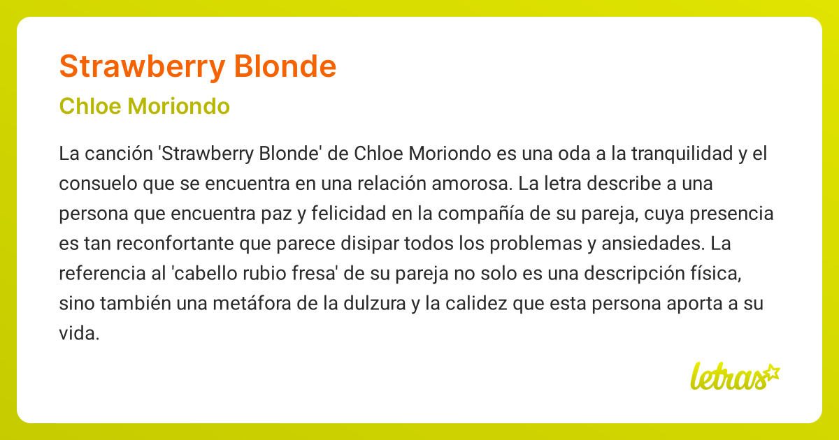 Significado de la canción STRAWBERRY BLONDE (Chloe Moriondo)