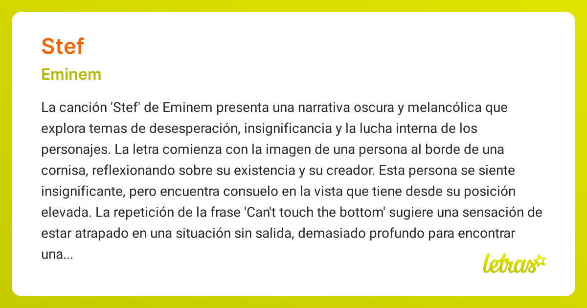 Significado de la canción STEF (Eminem) - LETRAS.COM
