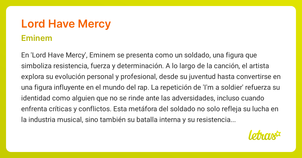 Significado de la canción LORD HAVE MERCY (Eminem)