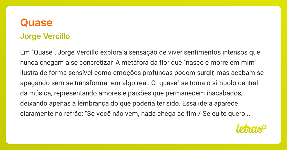 Significado da música QUASE (Jorge Vercillo) - LETRAS.MUS.BR