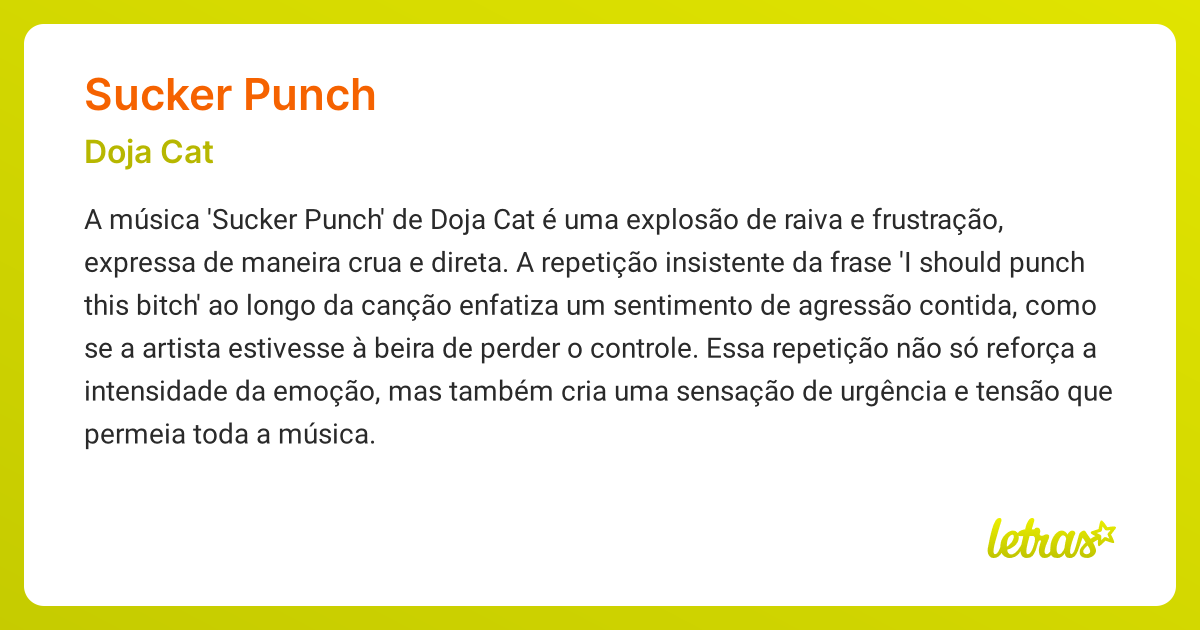 Significado da música SUCKER PUNCH (Doja Cat) - LETRAS.MUS.BR