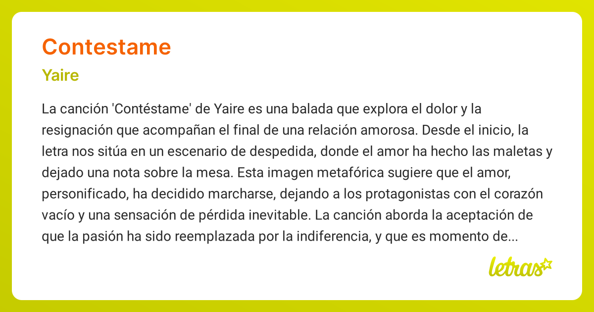 Significado de la canción CONTESTAME (Yaire) - LETRAS.COM