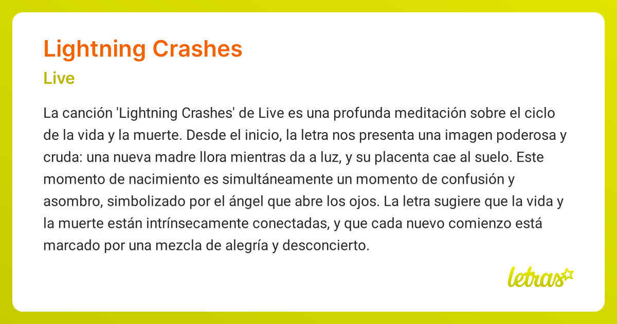 Significado de la canción LIGHTNING CRASHES (Live)