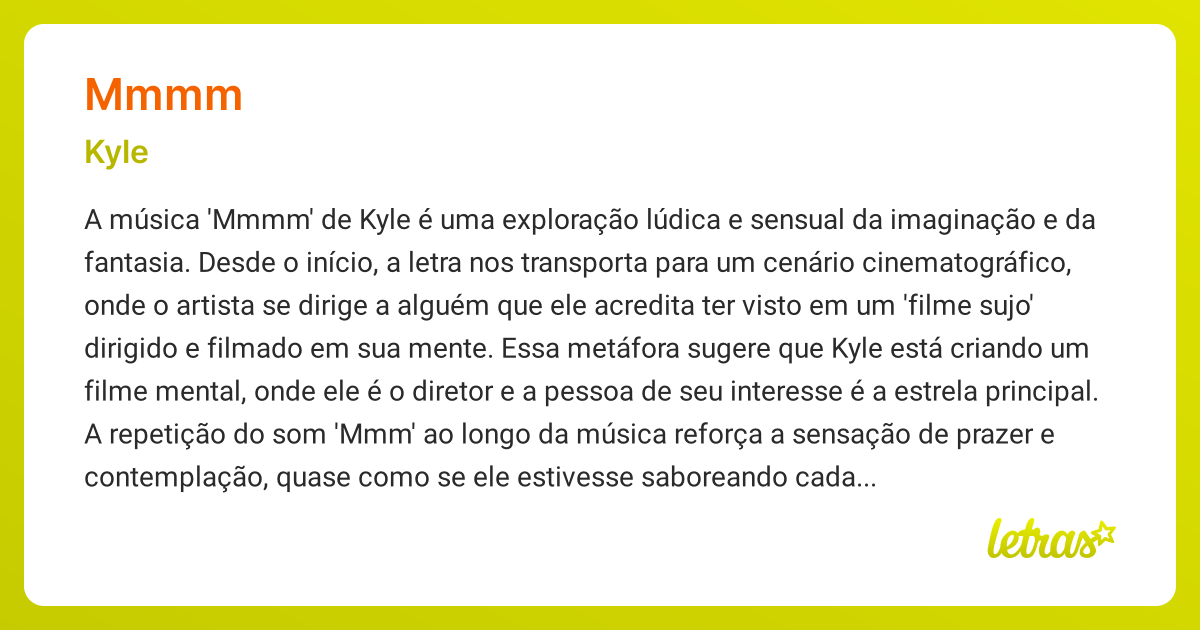 Significado da música MMMM (Kyle) - LETRAS.MUS.BR