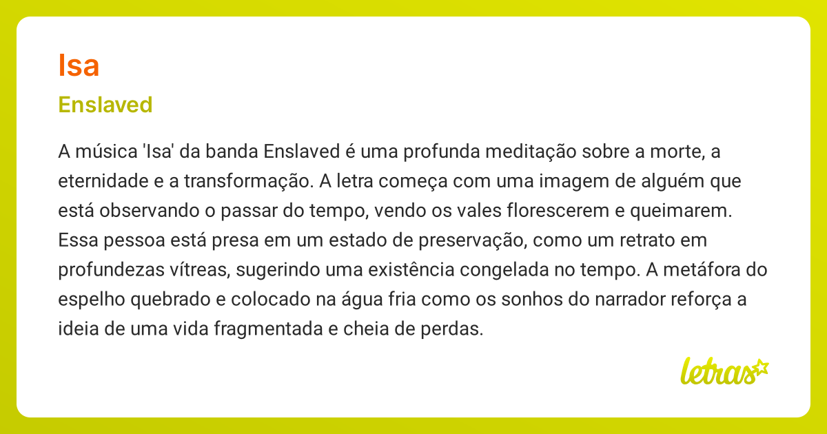 Significado da música ISA (Enslaved) - LETRAS.MUS.BR