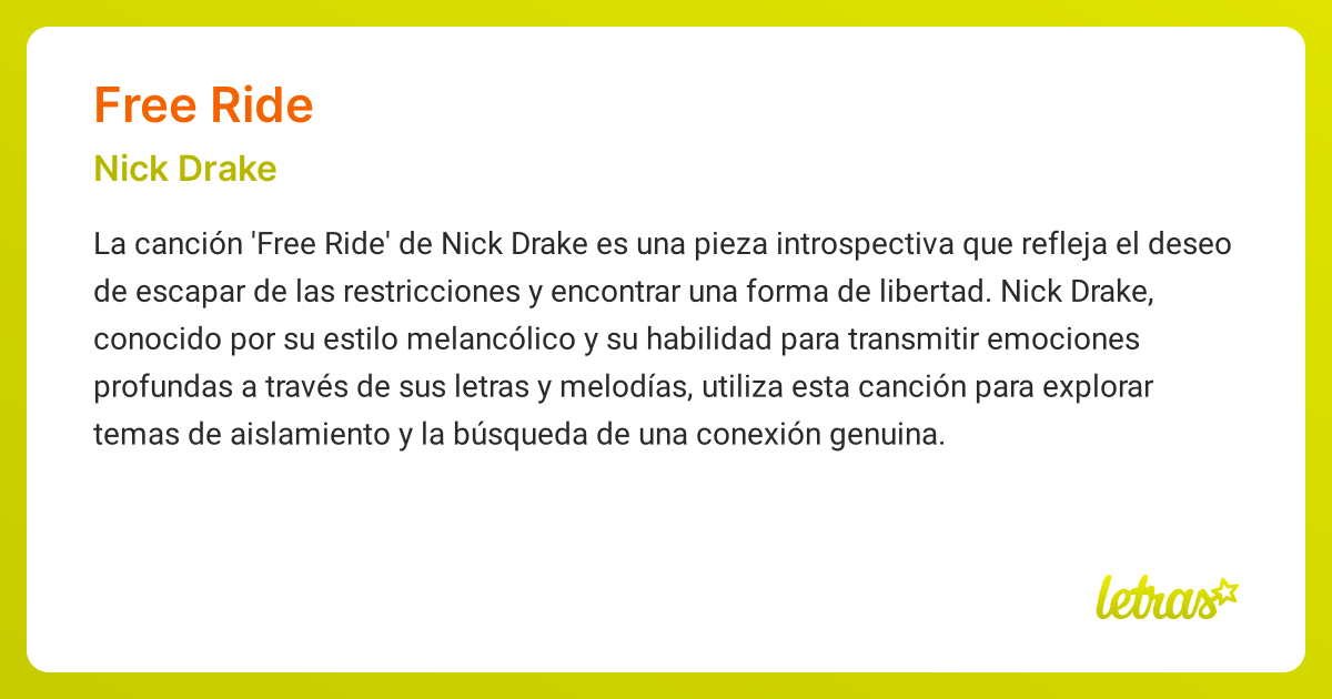 Nick drake free ride lyrics meaning hotsell