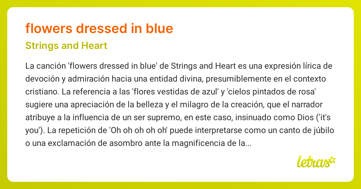 Significado de la cancin FLOWERS DRESSED IN BLUE (Strings and Heart) -  LETRAS.COM