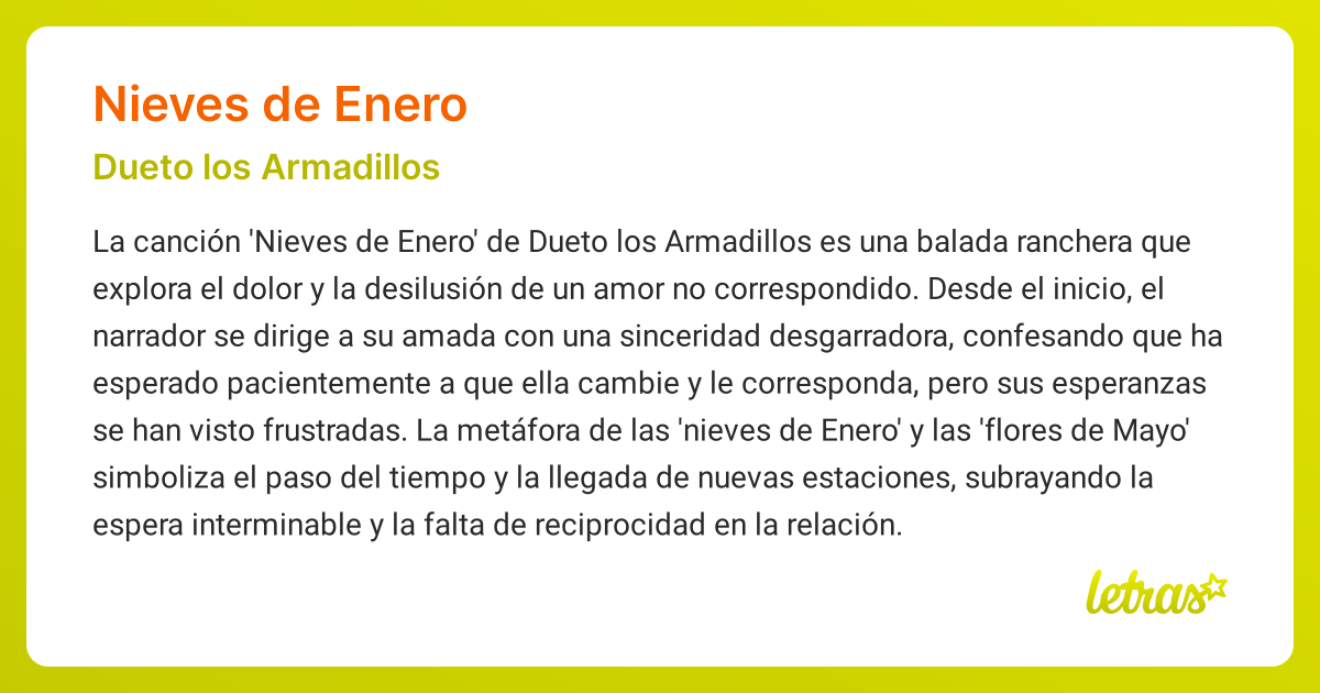 Significado de la canción NIEVES DE ENERO (Dueto los Armadillos ...