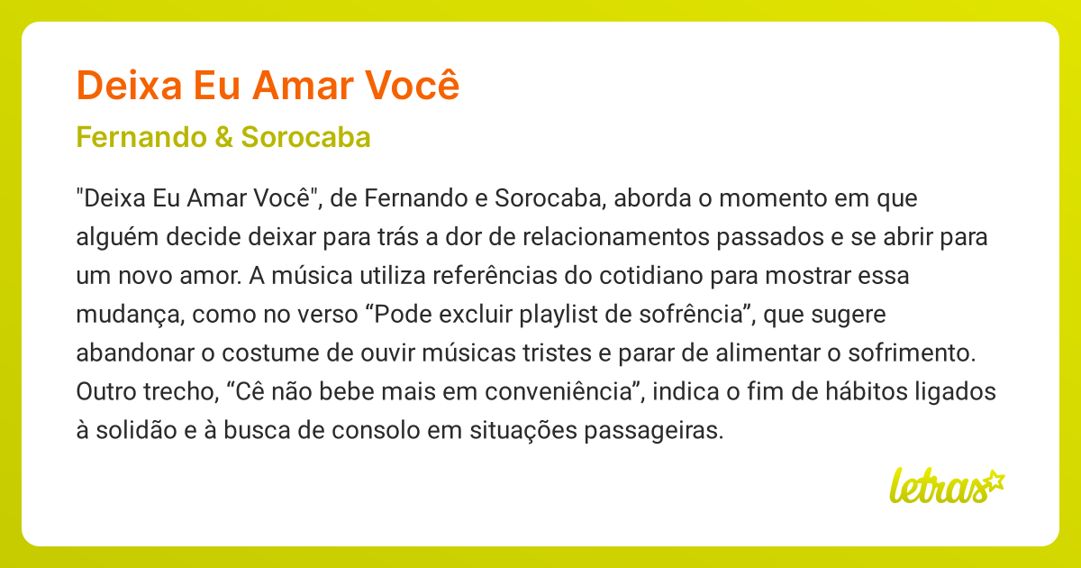 Significado da música DEIXA EU AMAR VOCÊ (Fernando e Sorocaba) - LETRAS ...