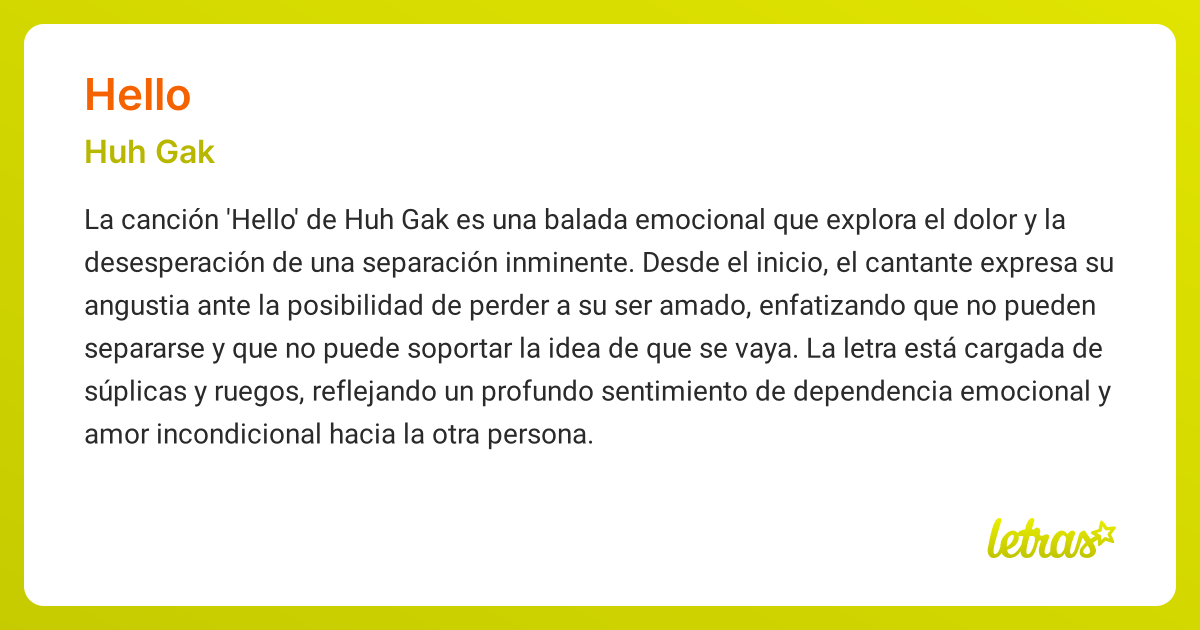 Significado de la canción HELLO (Huh Gak) - LETRAS.COM
