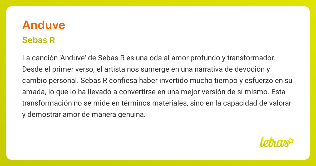 Significado de la canción ANDUVE (Sebas R) - LETRAS.COM