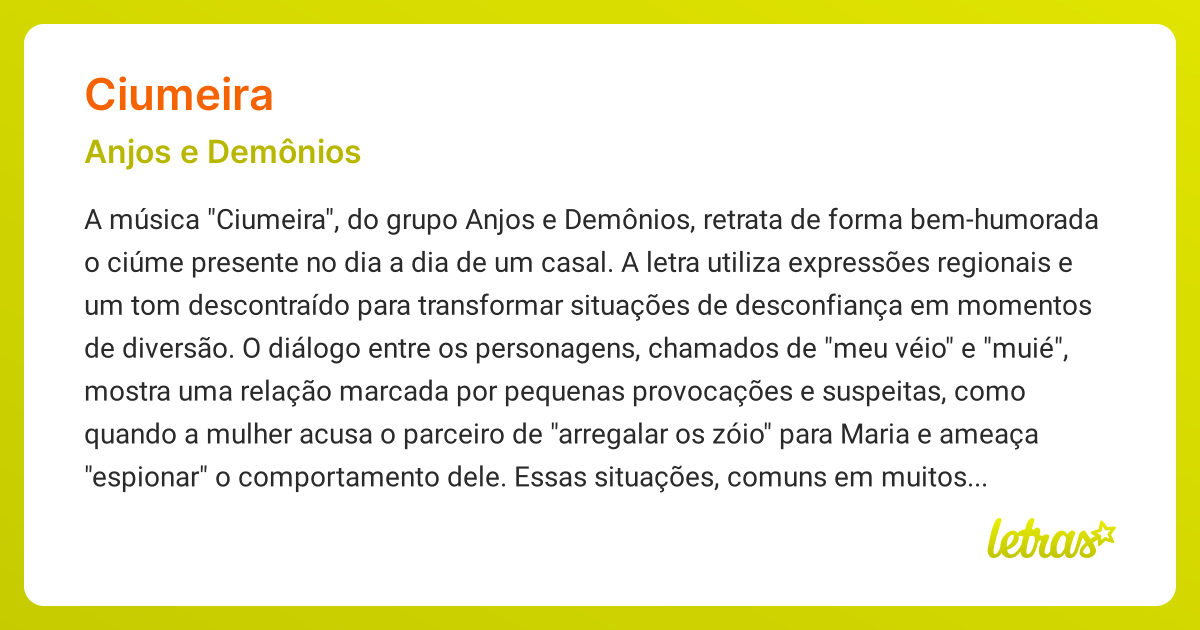 Significado Da Música Ciumeira Anjos E Demônios Letras Mus Br