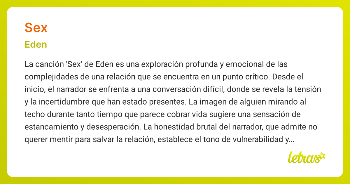 Significado De La Canción Sex Eden Letrascom 6098