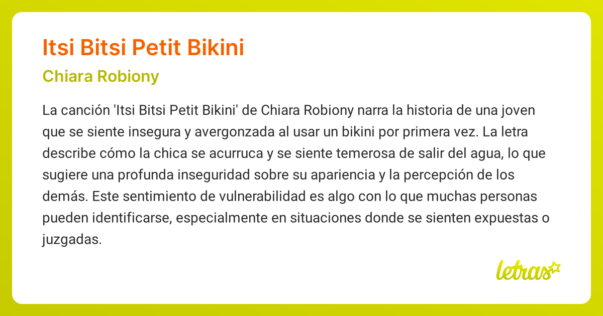 Significado de la canción ITSI BITSI PETIT BIKINI (Chiara Robiony ...