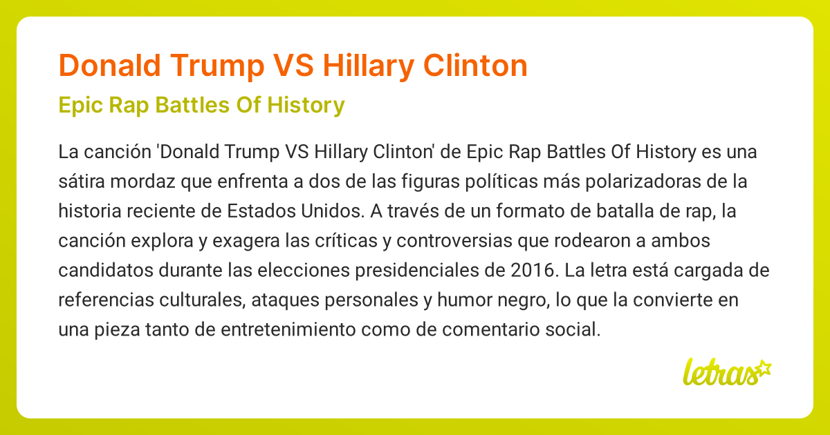 Significado de la canción Donald Trump VS Hillary Clinton (Epic Rap ...