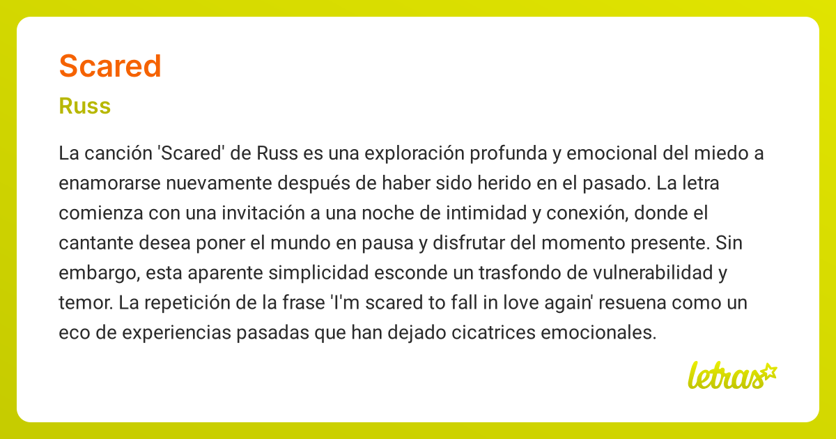 Significado de la canción SCARED (Russ) - LETRAS.COM