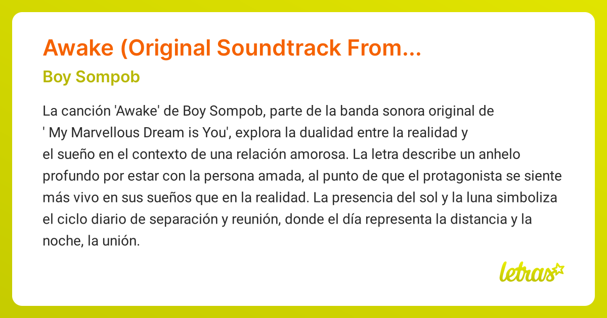 Significado de la canción Awake (Original Soundtrack From ฝันรักห้วง ...