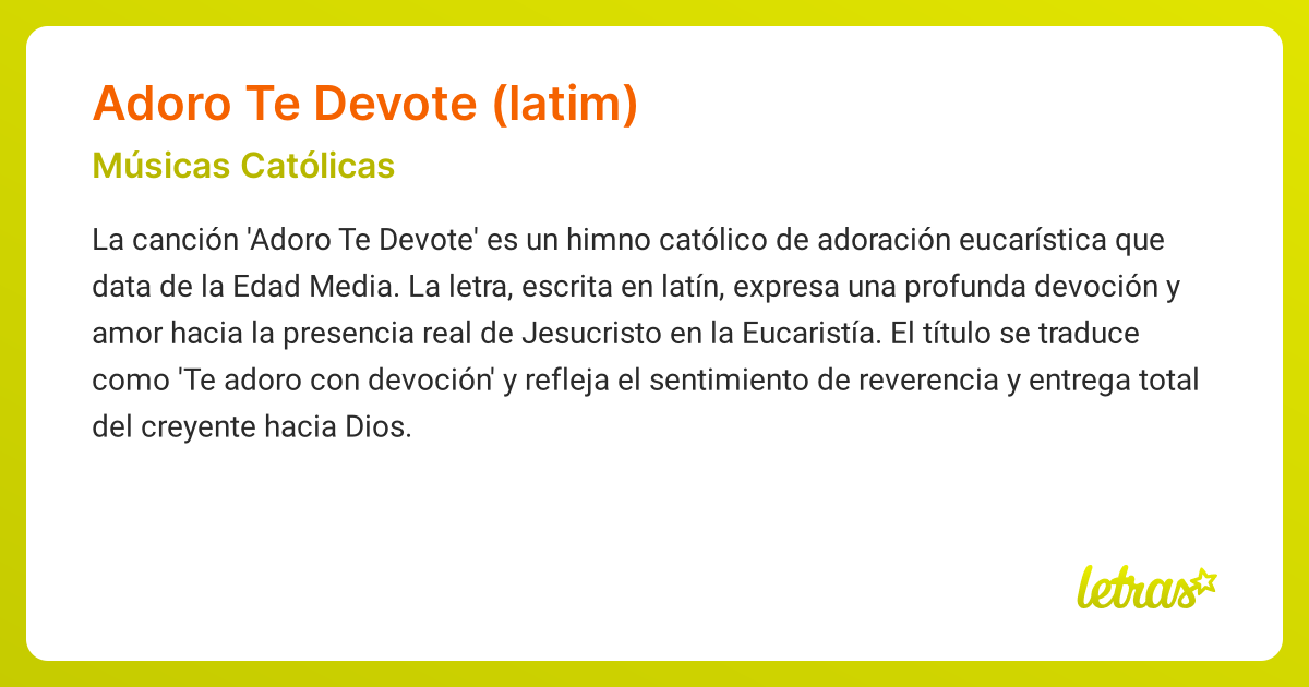 Significado de la canción ADORO TE DEVOTE (LATIM) (Músicas Católicas)