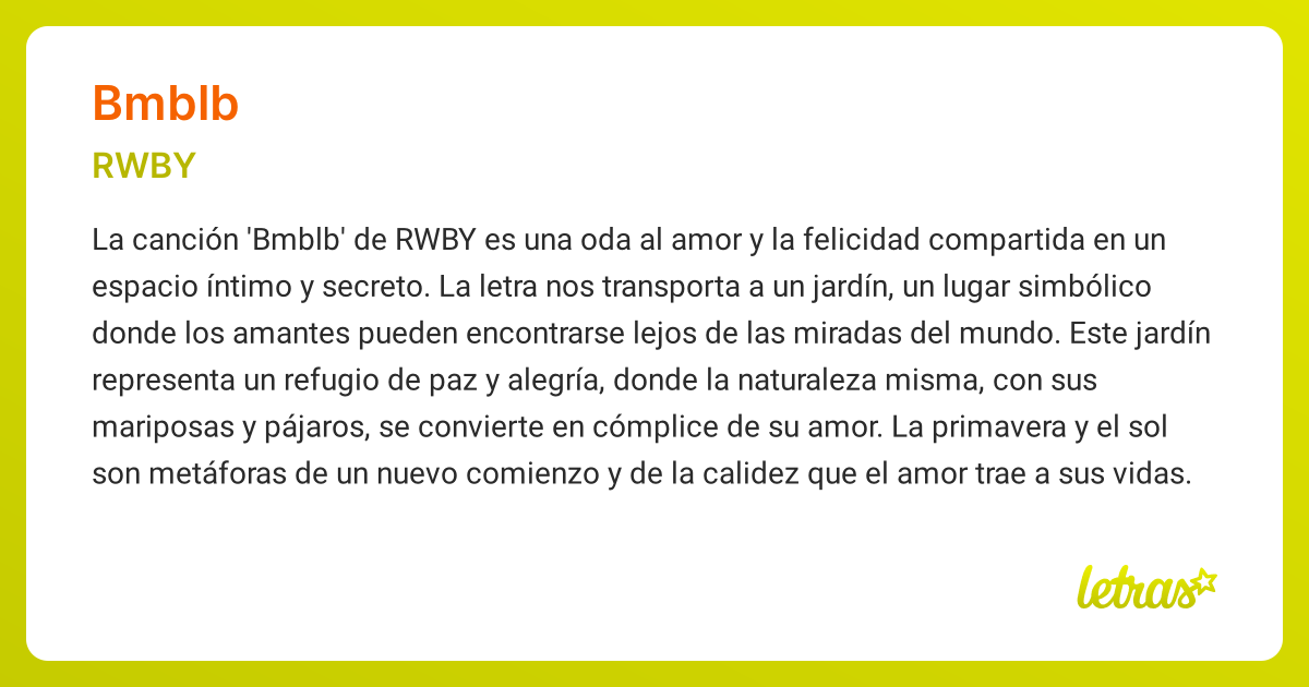 Significado de la canción BMBLB (RWBY) - LETRAS.COM