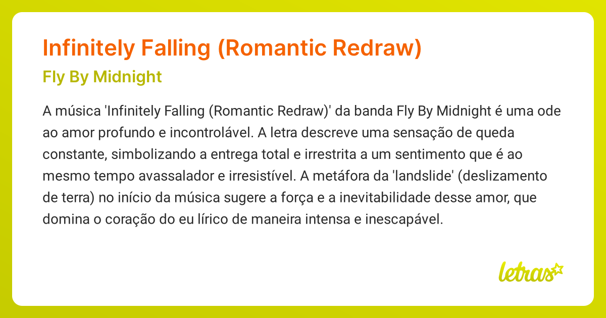 Significado da música Infinitely Falling (Romantic Redraw) (Fly By ...
