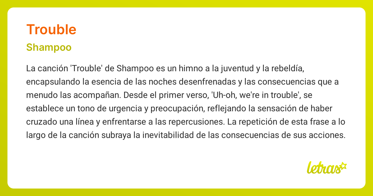 Significado de la canción TROUBLE (Shampoo) - LETRAS.COM