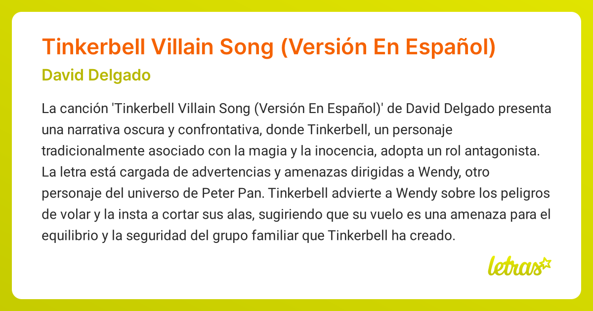 Significado de la canción Tinkerbell Villain Song (Versión En Español ...