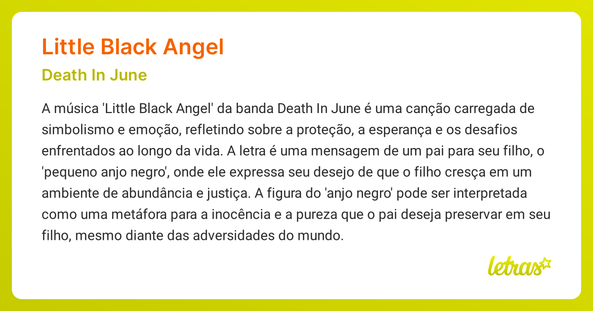 Little Black Angel Meaning Death In June