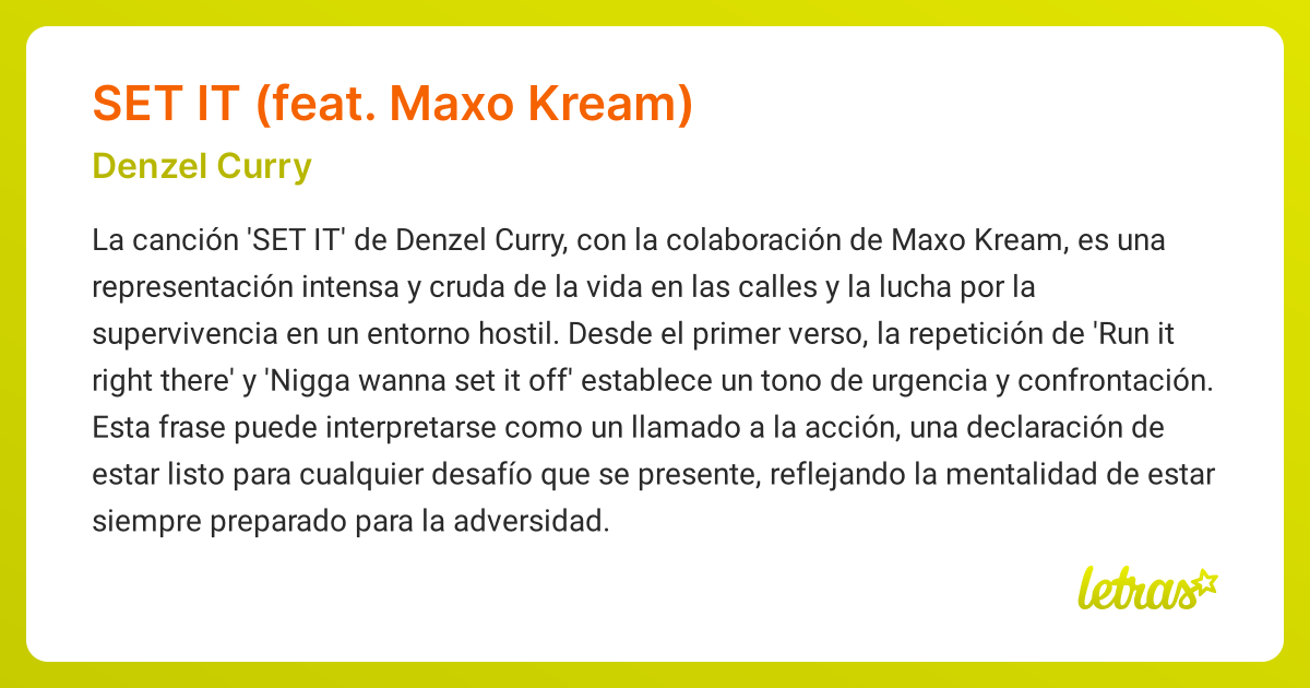 Significado de la canción SET IT (FEAT. MAXO KREAM) (Denzel Curry ...